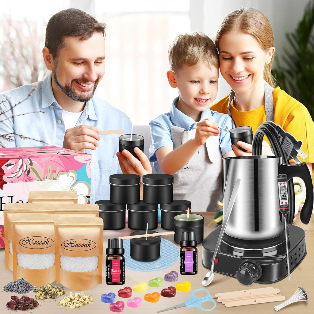 Candle Making Kit with Wax Melter, DIY Arts&Crafts Gift for Adults,Beginners,Candle Making Supplies,Including