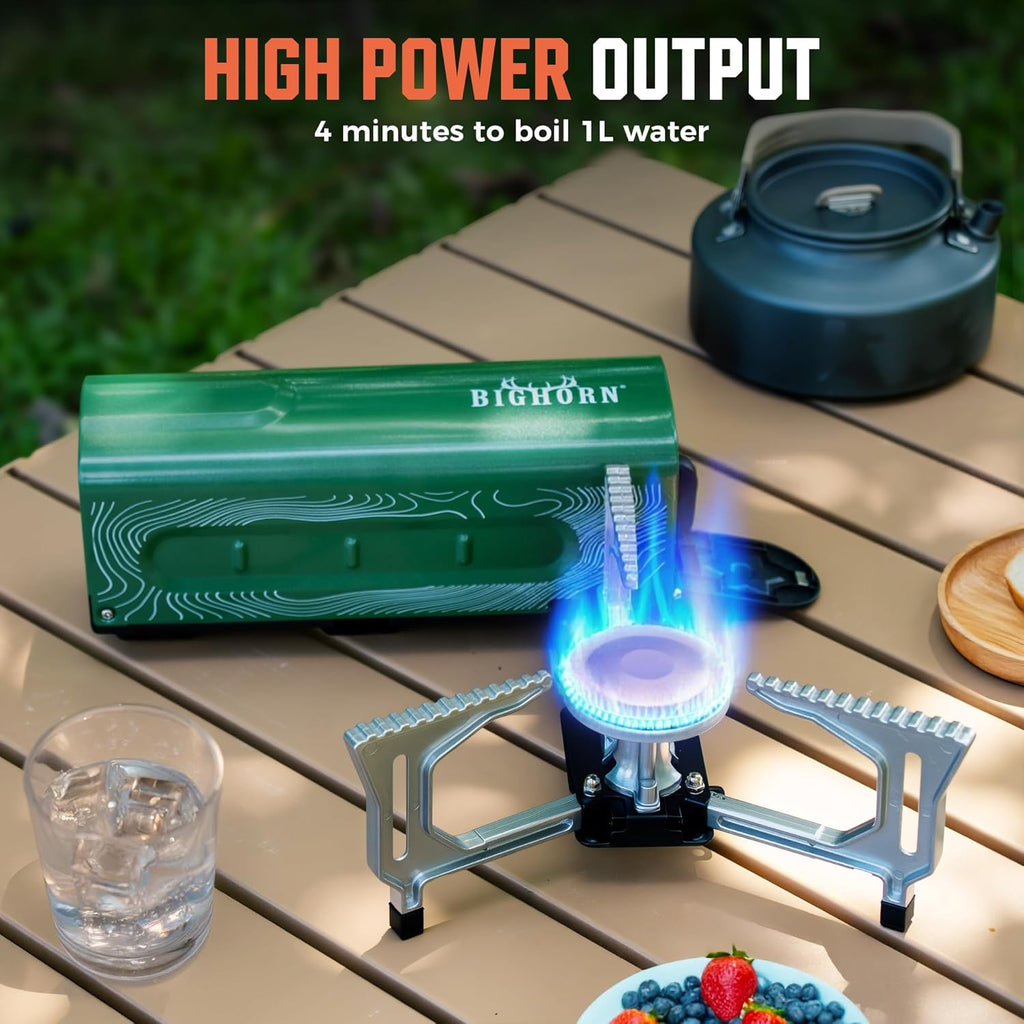 OUTDOORS Butane Camping Stove, Portable Folding Gas Burner with Carry Bag for Camping, Emergency Use and Outdoor Cooking
