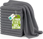 Ribbed Kitchen Bar Mops, 12 Pack, 16x19 in, Cotton, Grey