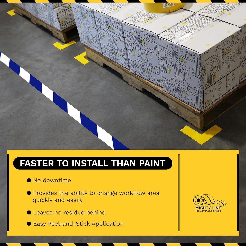 Diagonal Hazard Floor Marking Tape, 100 ft Roll