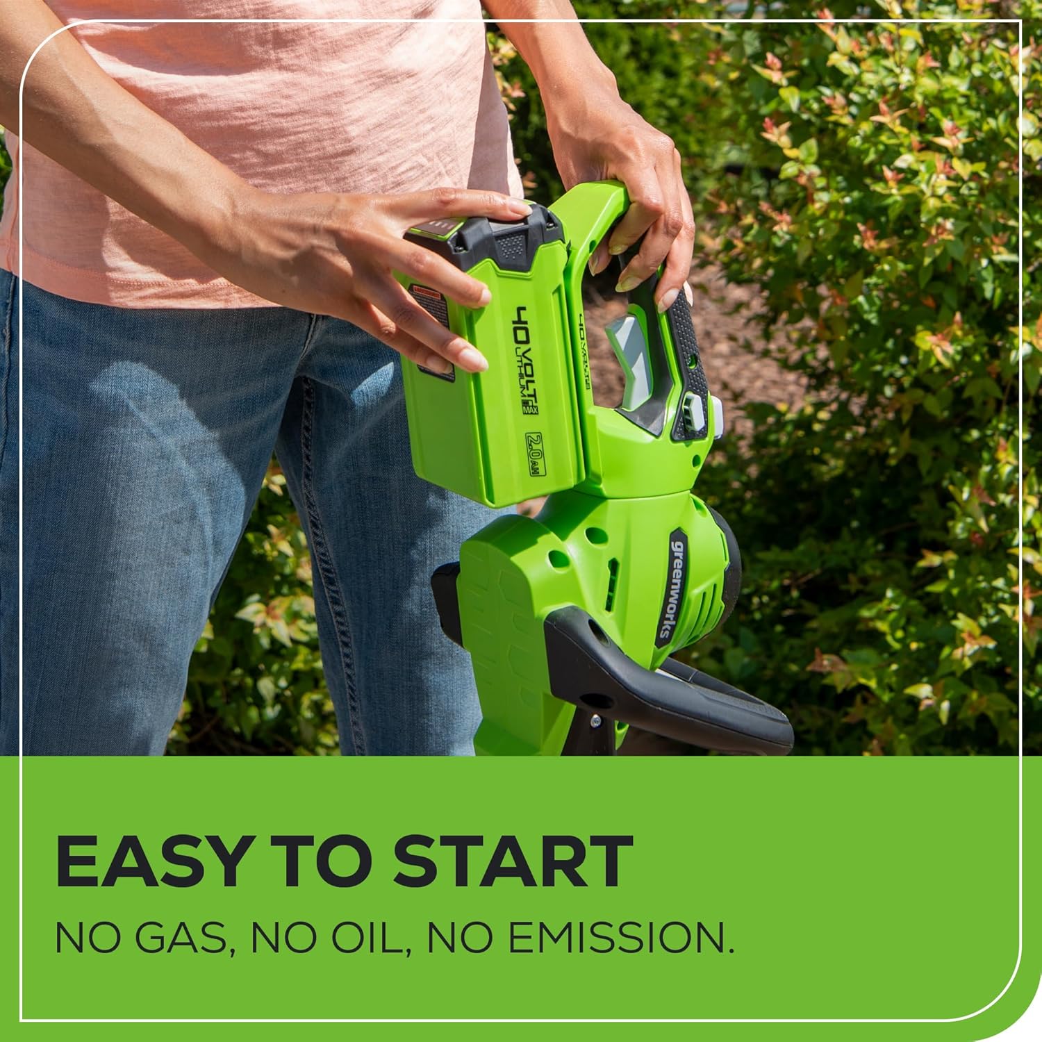 40V 24" Cordless Hedge Trimmer (1" Cutting Capacity), 2.0Ah USB Battery and Charger Included