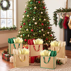 12 Pack Paper Gift Bag with Handles & Tissue, Green, Red, Gold