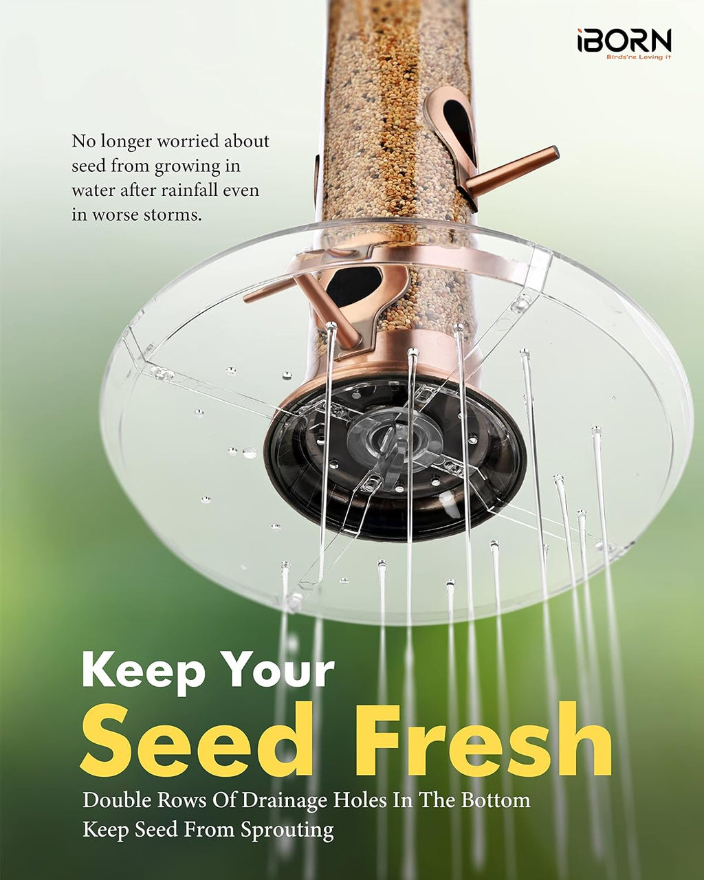 Bird Feeder for Outdoors Seed Catcher Copper,1.3 LB