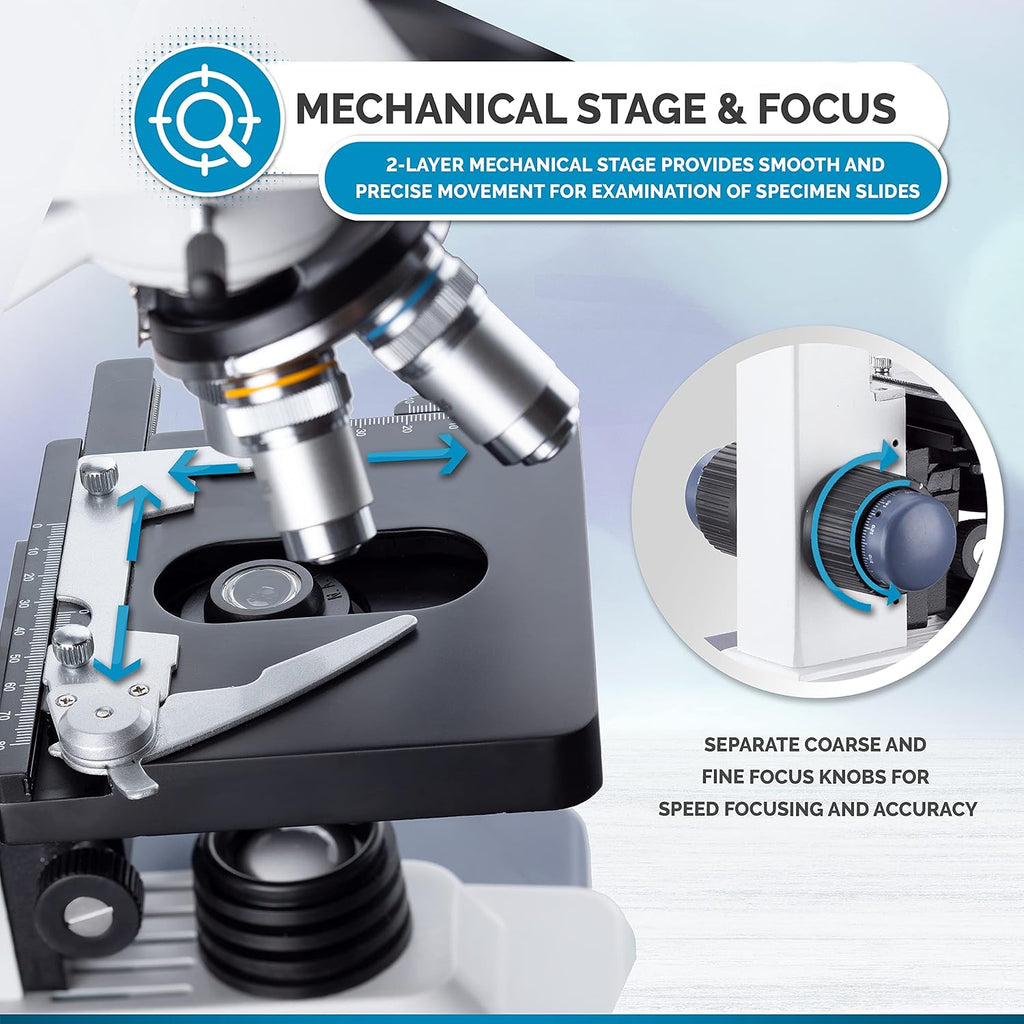 B120C-E1 Series & Professional LED Binocular Compound Microscope | 40X-2500X Magnification Range 1MP CMOS Sensor USB