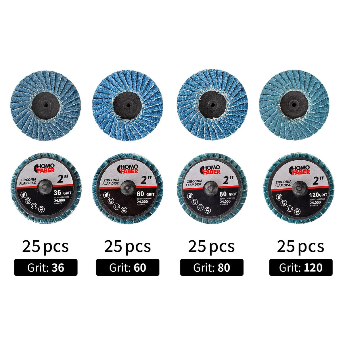 HOMO FABER 100Pcs 2 Inch Flap Discs, Die Grinder Sanding Disc Roll Lock