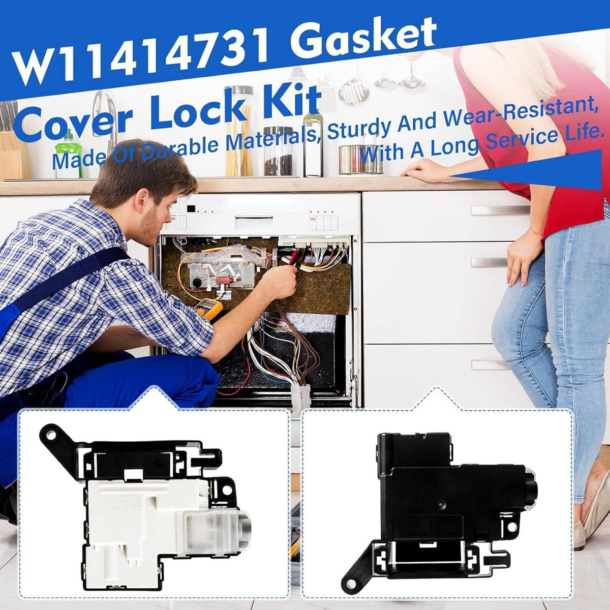 Easy to Install Washer Lid Lock Latch Switch Cable Wiring Part Replacement for Whirlpool WTW5010LWO, WTW5010LW1, WTW5015LWO, WTW5015LW1