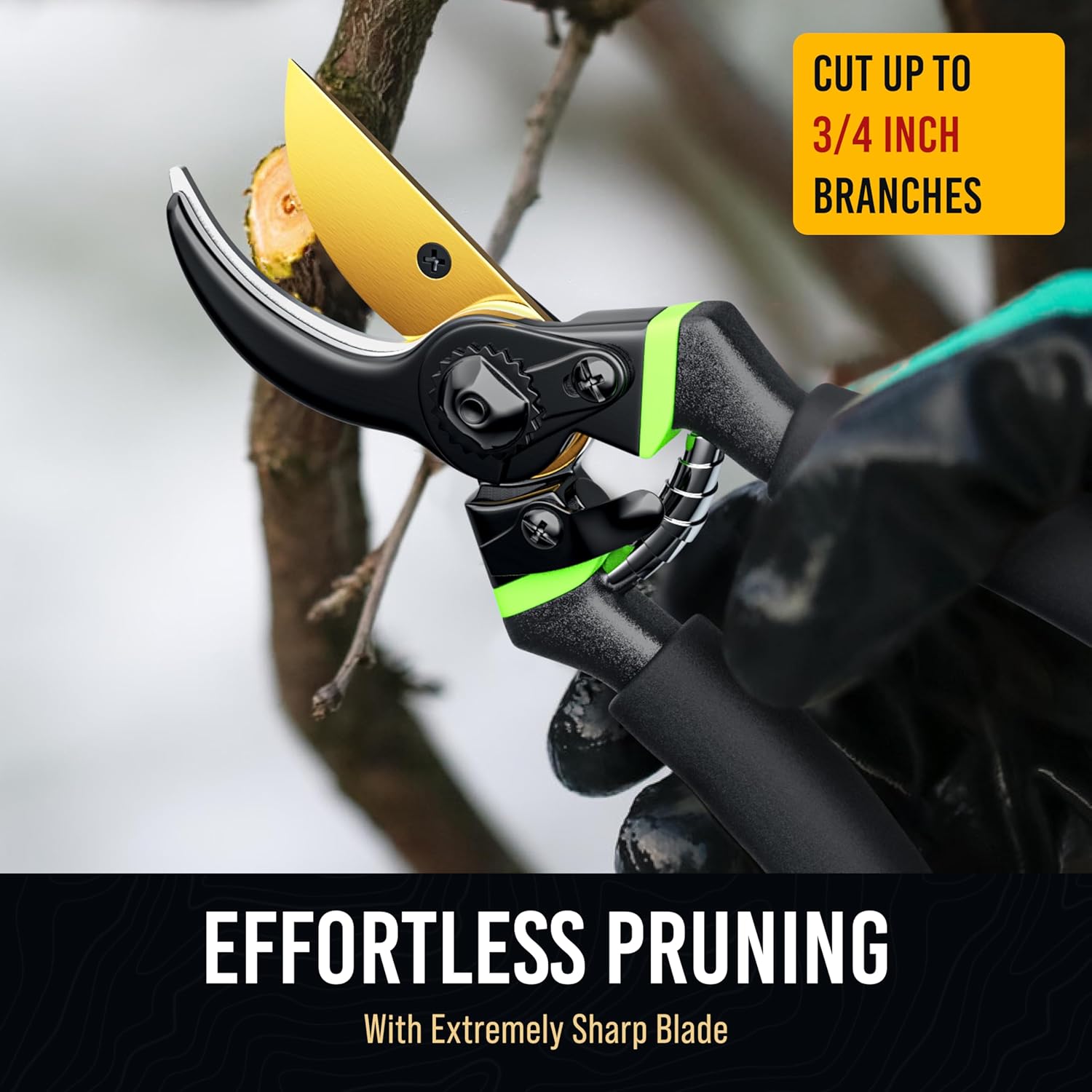 Ultra Sharp Japanese Steel Pruning Shears - Cuts 3X Easier, Weak Hand Arthritis Clippers, Rust-Resistant Titanium