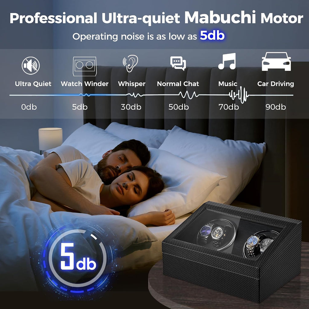 Watch Winders for Automatic Watches, 4 Watch Winder | 6 Storage Case with Quiet Japanese Motor, Automatic Watch