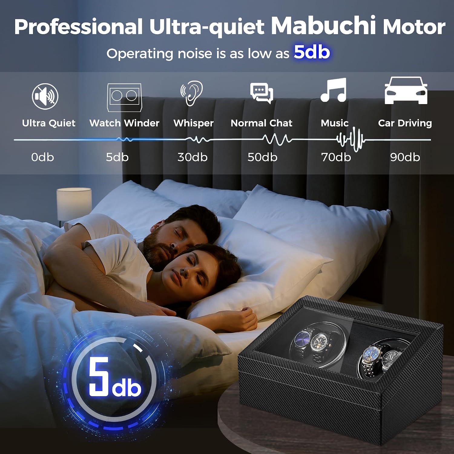 Watch Winders for Automatic Watches, 4 Watch Winder | 6 Storage Case with Quiet Japanese Motor, Automatic Watch