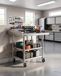 24x36 Inch Stainless Steel Work Table with Wheels, Commercial Prep Table with 3-Sided Backsplash & Height Adjustable