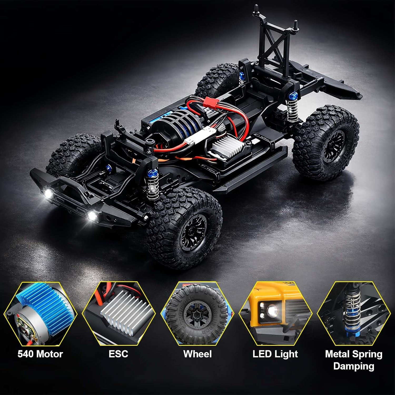 RC Cars RC Crawler 1/10 Scale RTR Remote Control Car 4WD 2.4GHz Brushed Offroad Racing Hobby Grade Model Vehicle with