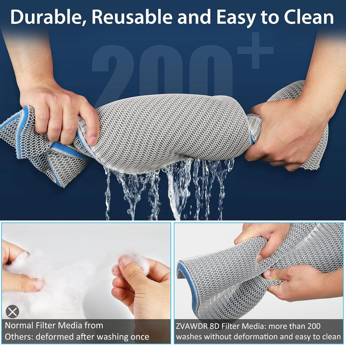 Aquarium Filter Media, Upgraded 8-Layer Filter Sponge Pad for Fish Tank and Pond, Super Filtering Effect, Cut to Fit