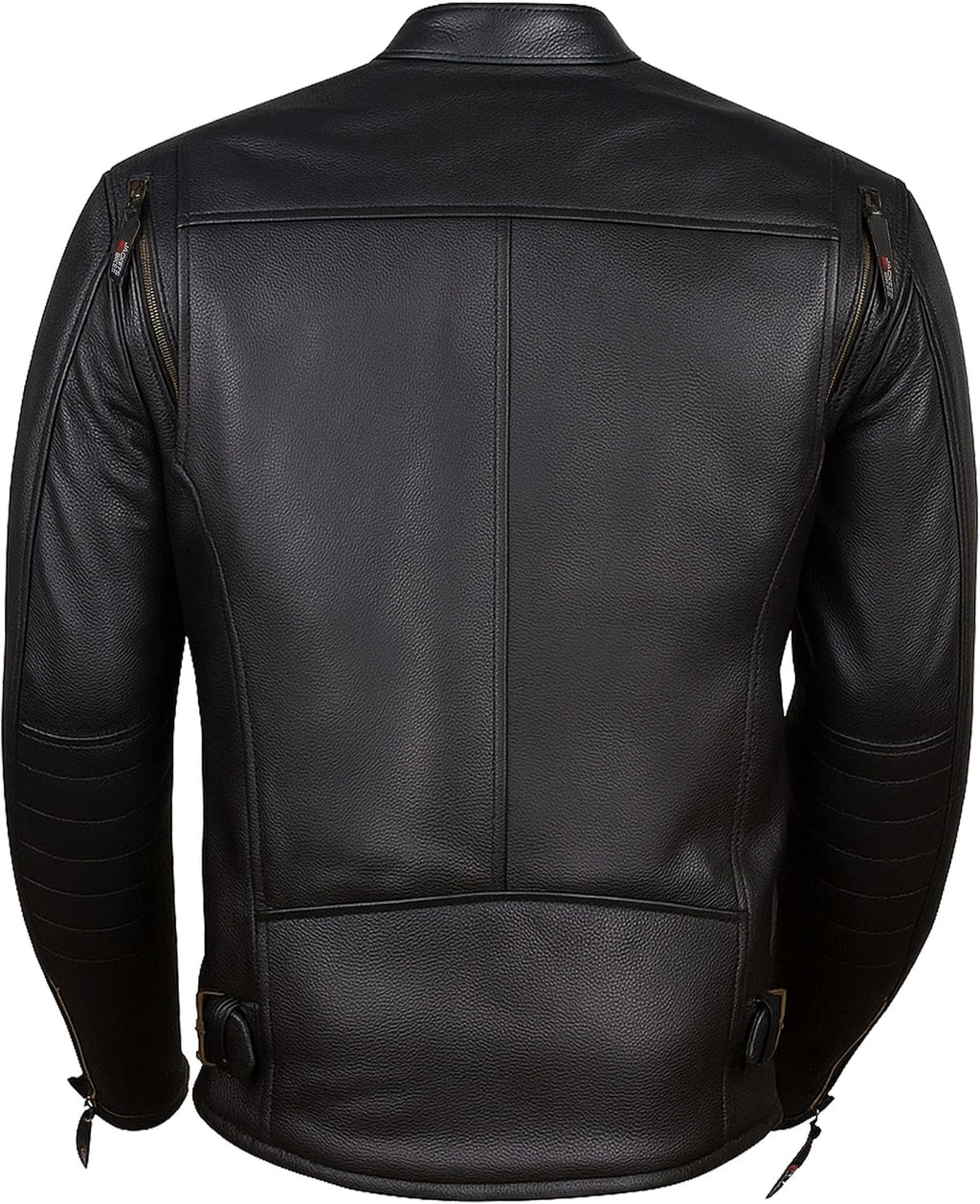 REVOLT Men's Motorcycle Jacket, Natural Buffalo Leather, CE Armor - Ventilation, Cruiser Motorbiker Touring Biker