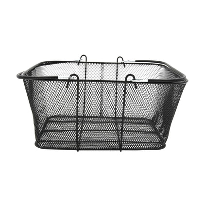 Black Metal Shopping Basket with Handles - 17”W x 12”D x 7”H - Durable and Sleek Grocery Basket for Grocery, Market