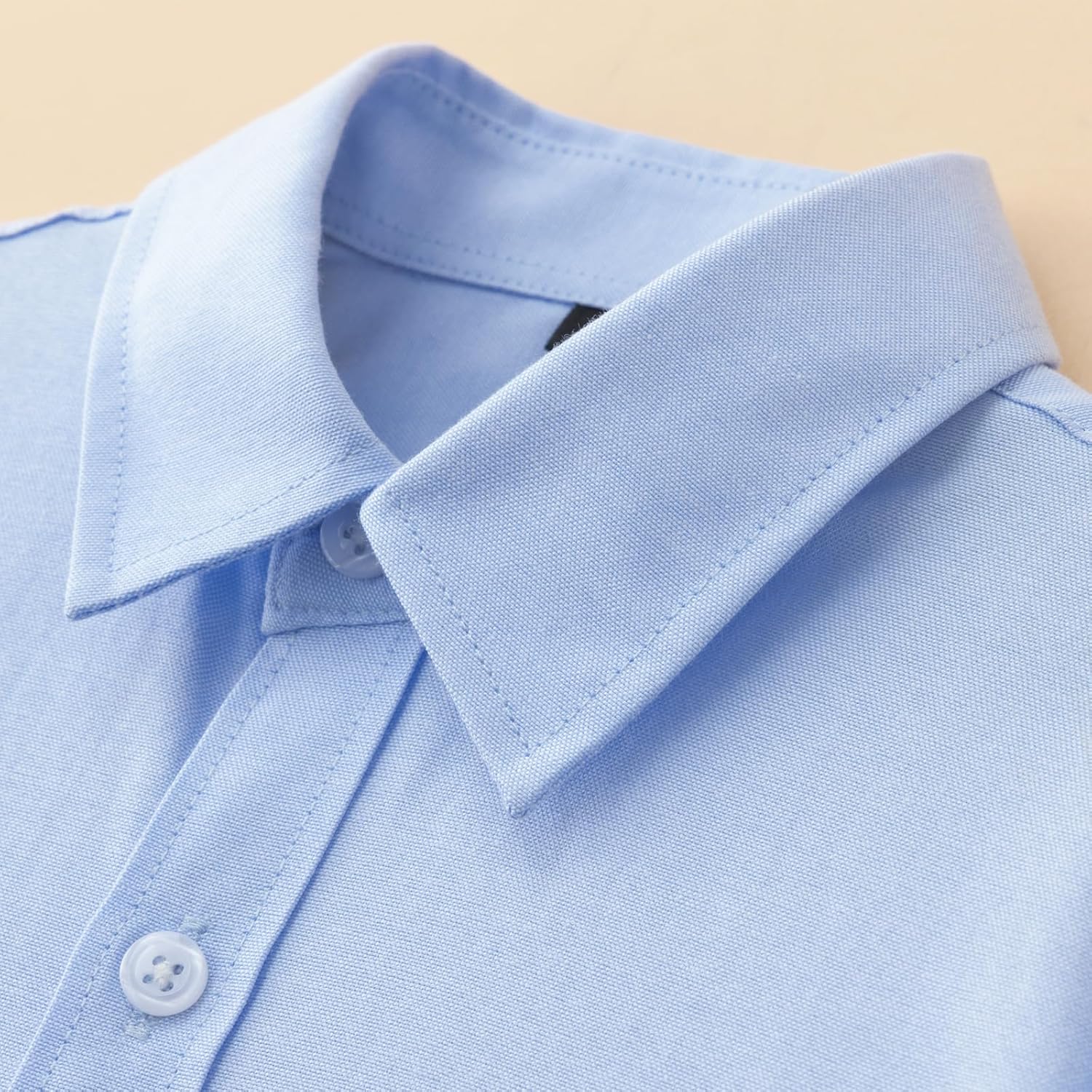 Boy School Uniform Shirt Kids Classic White Blue Long Sleeve Button Down Dress Shirt Ages 5-16