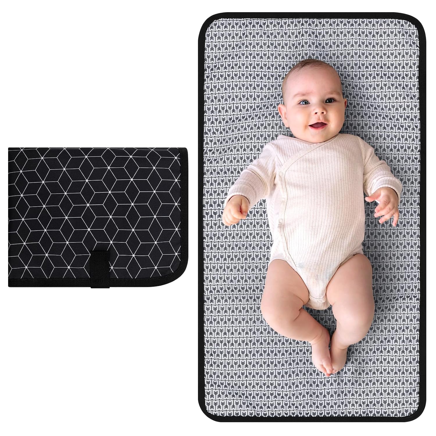 Portable Diaper Changing Pad, Waterproof Baby Changing Mat, Foldable Portable Travel Changing Pads for Baby, Black
