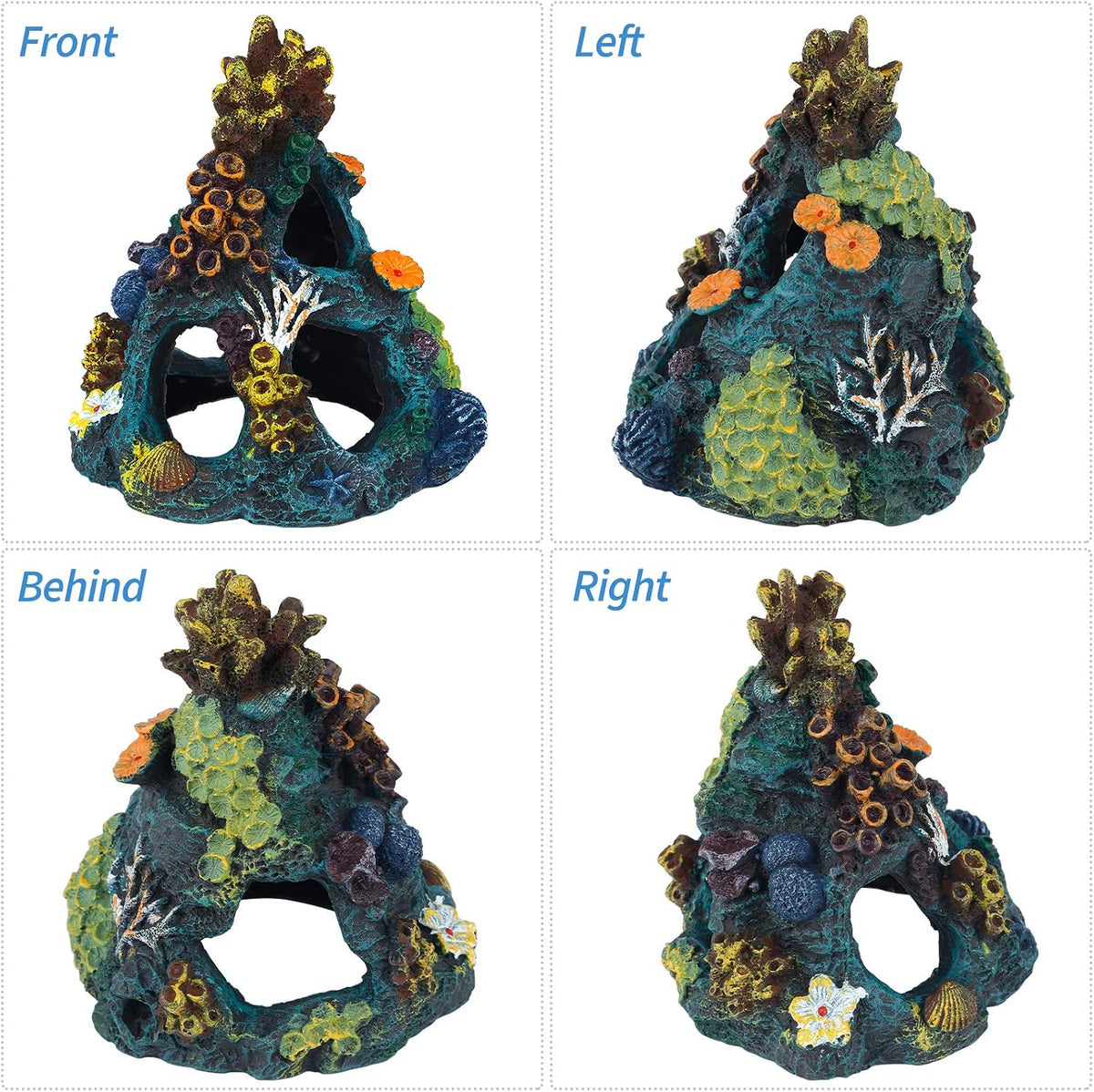 Aquarium Decorations Resin Coral Rock Mountain Cave Fish Tank Decor Ornaments Fish House for Betta Rest Hide Play Breed
