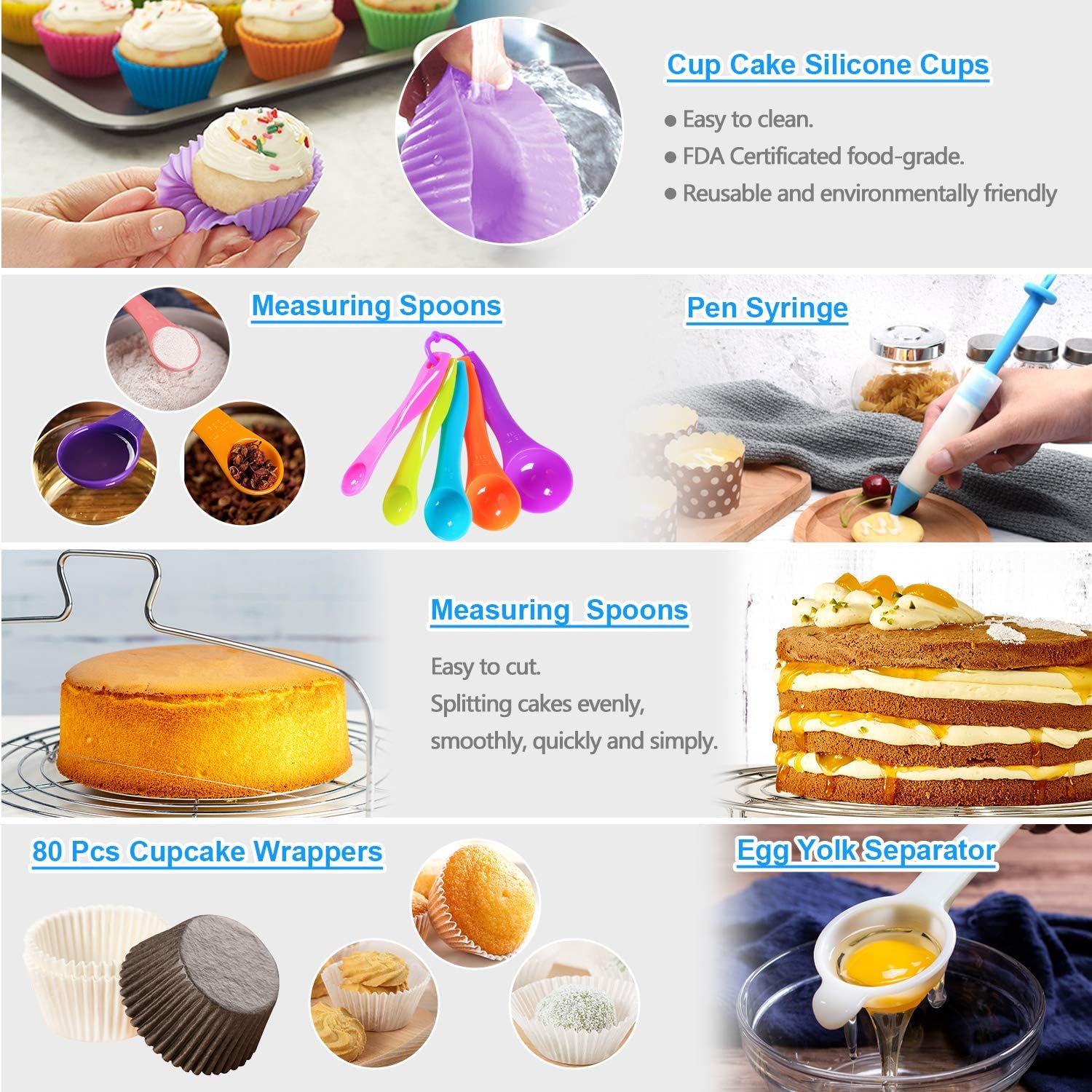 Cake Decorating Supplies,493 PCS Cake Decorating Kit 3 Packs Springform Cake Pans, Cake Rotating Turntable,48 Piping