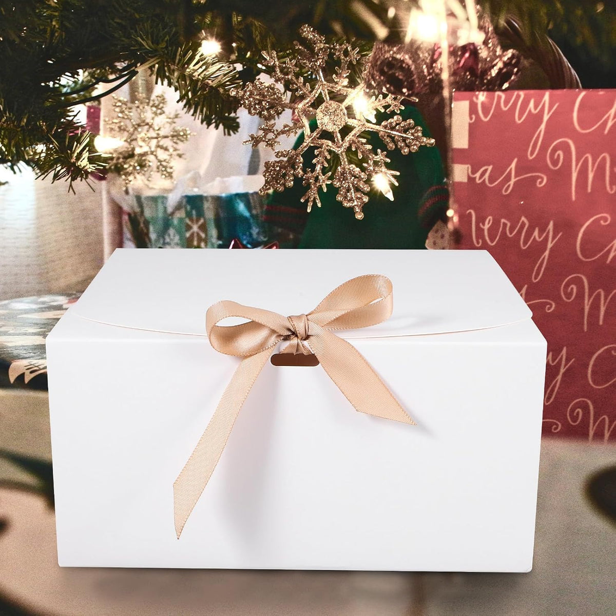 12pcs White Kraft Paperboard Gift Boxes with Clamshell Lid