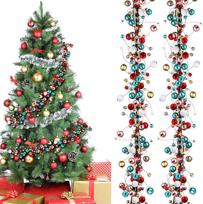 9 ft Colorful Christmas Ball Garland Ball Ornaments Hanging Baubles Ornament for Xmas Christmas Tree Fireplace Wreath