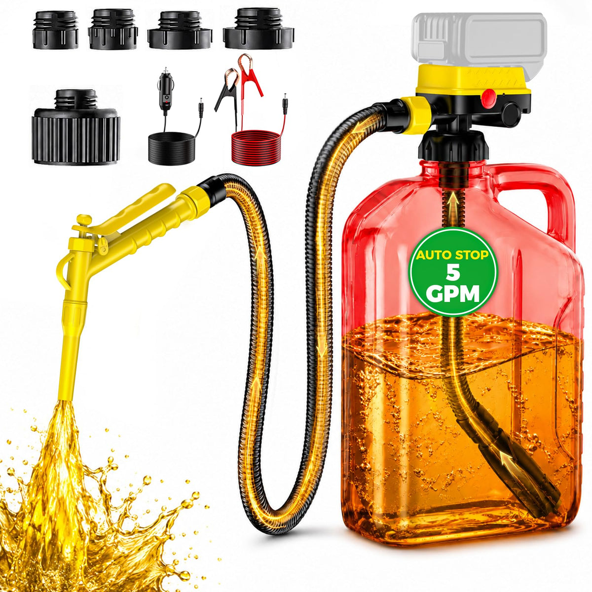 5GPM Battery Powered Fuel Transfer Pump with Hand Trigger Nozzle(Bare Tool)