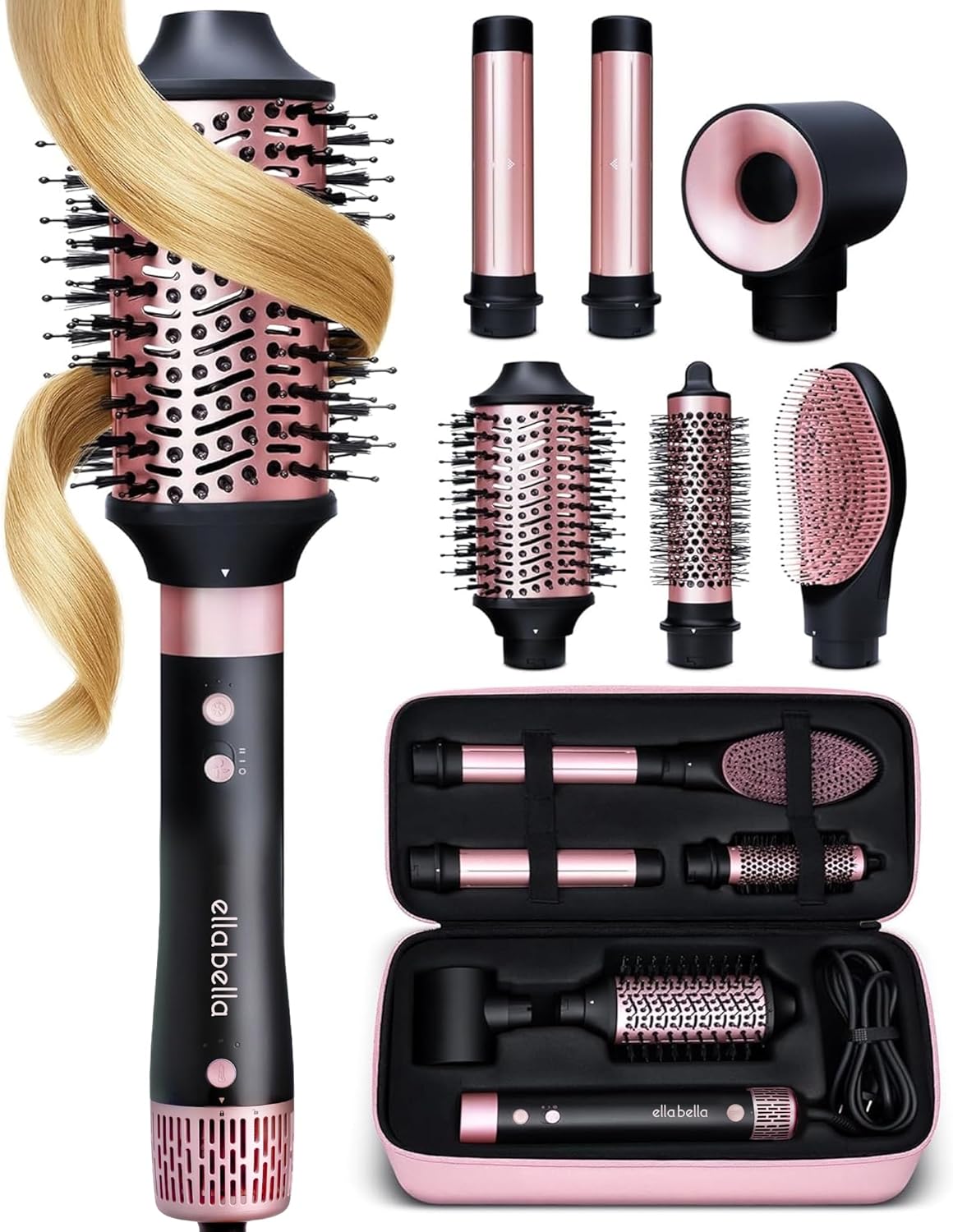 6 in 1 Professional Hot Air Styler • Powerful Hair Dryer & Straightener Set • Styling Without Heat Damage • Fast