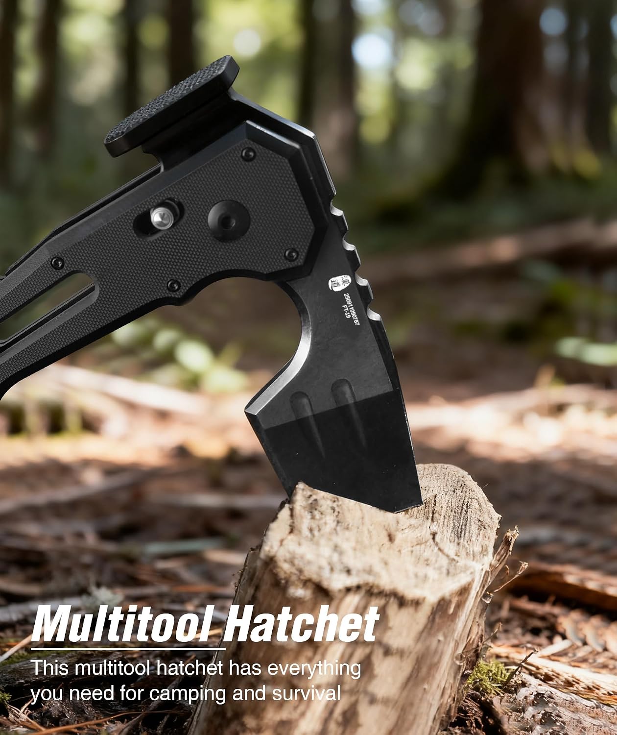 Folding Hatchet Axe with Hammer & Bottle Opener | Compact DC53 steel axe, dual lock, G10 handle, 615g - ideal for