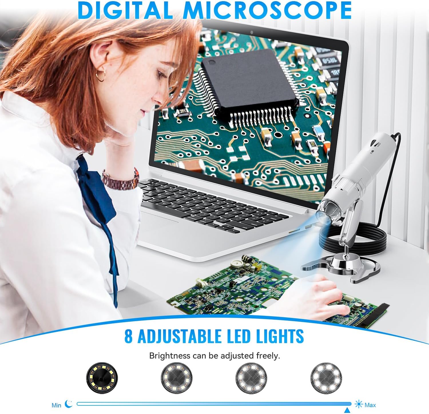 Wireless Digital Microscope, Skybasic 50X-1000X Magnification WiFi Pocket Handheld Microscopes with Stand HD USB