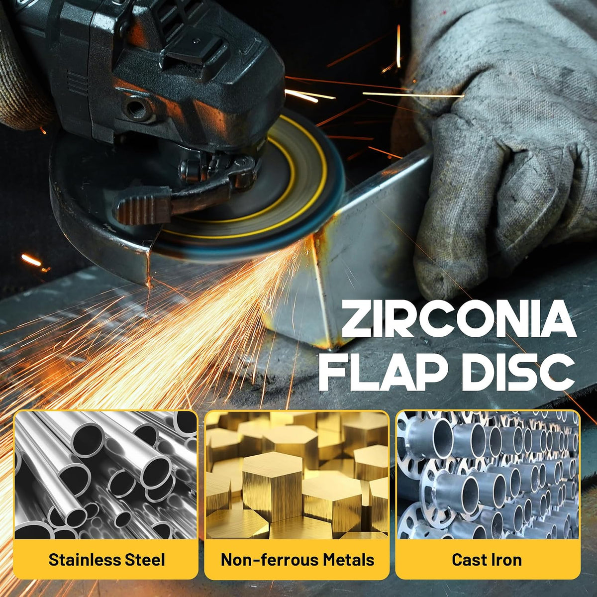 Zirconia Flap Disc 80 Grit High Density, 4-1/2 x 7/8-Inch, Type 29, 10-Pack