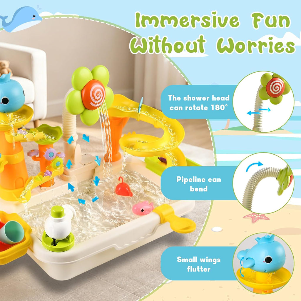 2026 Upgraded Water Table for Toddlers 3+, Water Table for Kids Ages 4-8 with Pump, Play Sink with Running Water