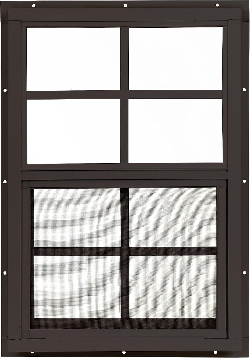 14x21 Shed Window, Flush Mount Sliding Window with Tempered Glass & Screen, Brown, 1-Pack