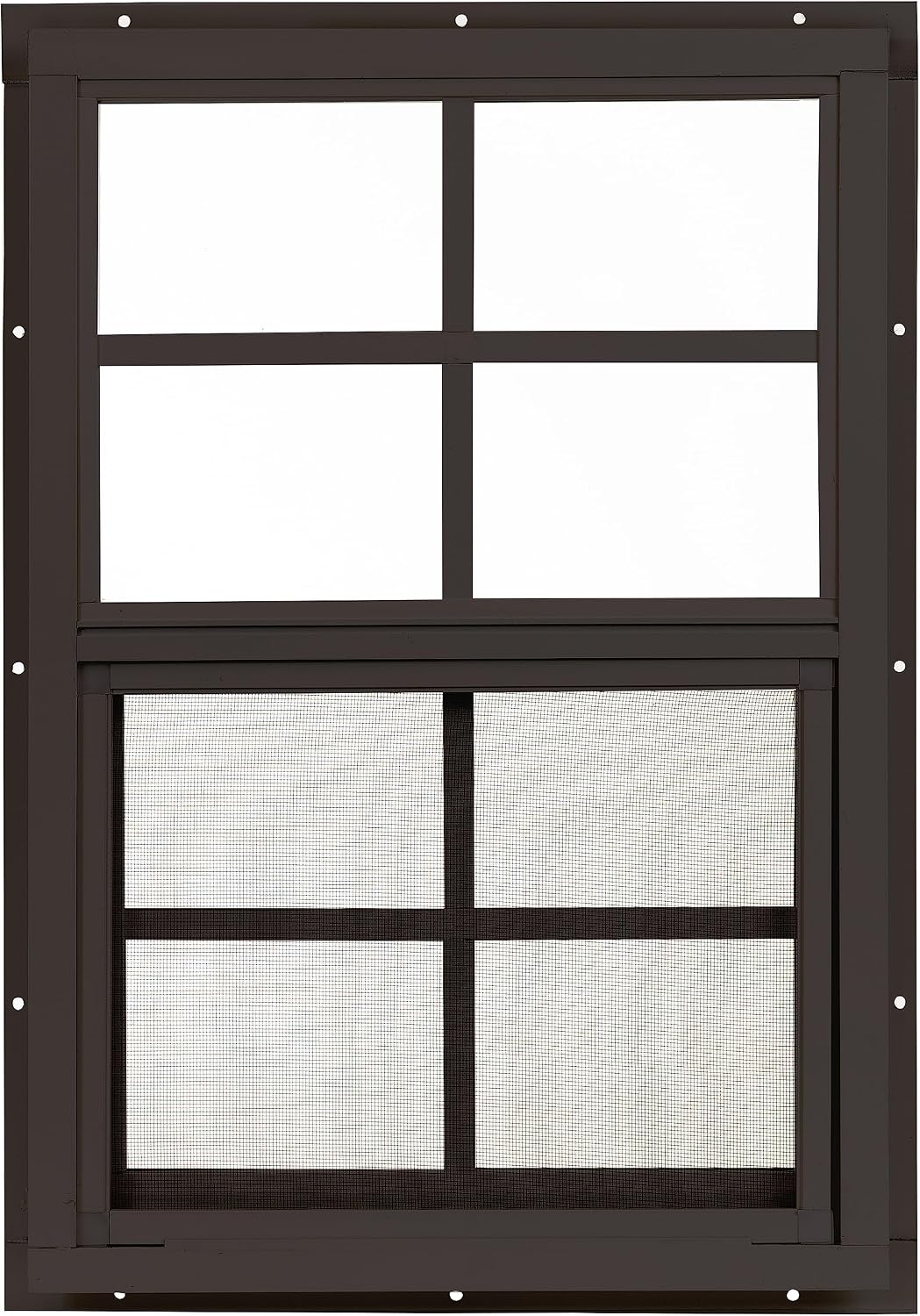 14x21 Shed Window, Flush Mount Sliding Window with Tempered Glass & Screen, Brown, 1-Pack