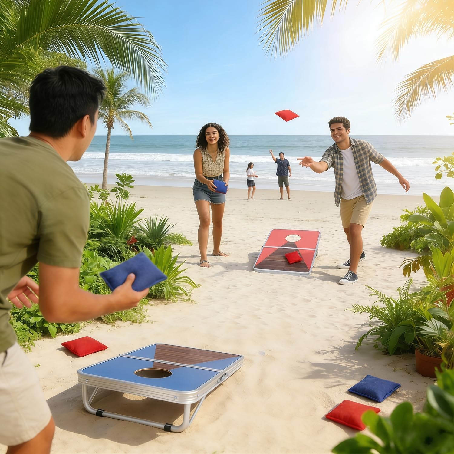 Portable Cornhole Board Set for Kids Teens & Adults, 24x16 Inch Foldable Corn Hole Games with Bean Bags & Carry Bag