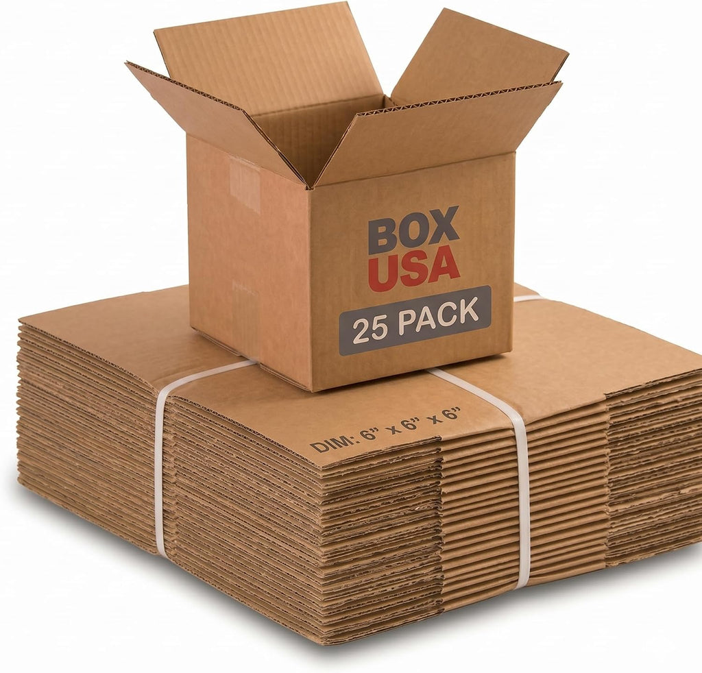 Small Shipping Boxes Holds 65lbs, 6x6x6 25-Pk Shipping