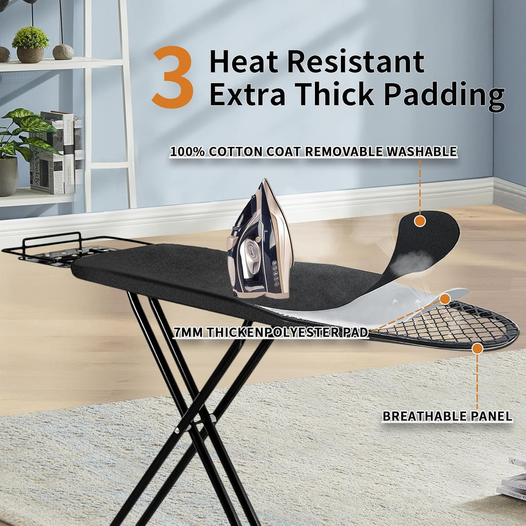 Ironing Board, 43x14 Inch Iron Board with Steam Rest, Heavy Duty Metal Frame Legs Ironing Table with Heat Resistant