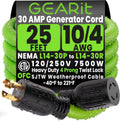 30 Amp Generator Cord 25 Ft, NEMA L14-30 Extension Cord, 10/4 SJTW 30amp Generator Extension Cord, 120/250V 7500W