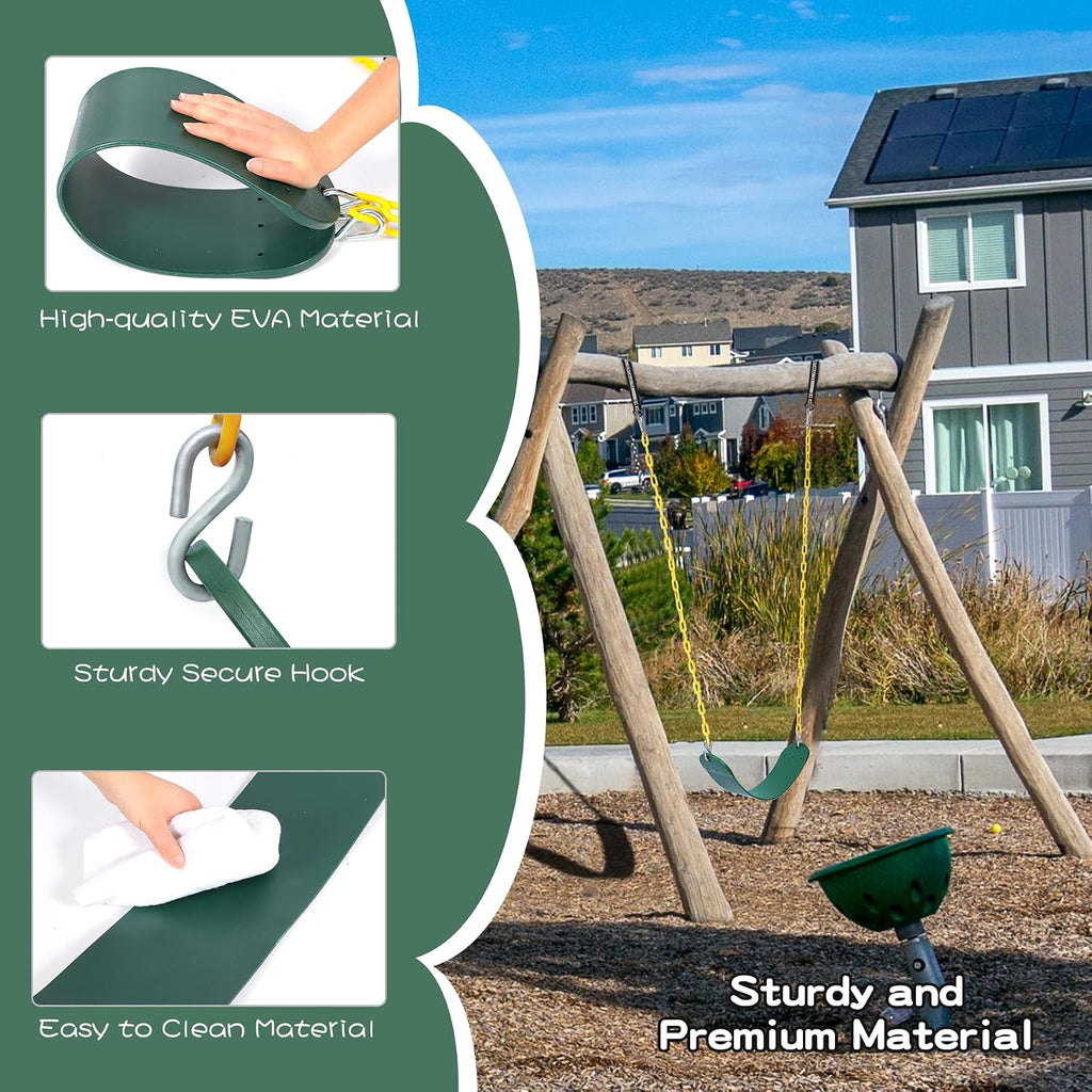 Trapeze Swing Bar Rings and Swing Seat for Kids,Heavy Duty Safe Playground Swings Set Replacement for Children's