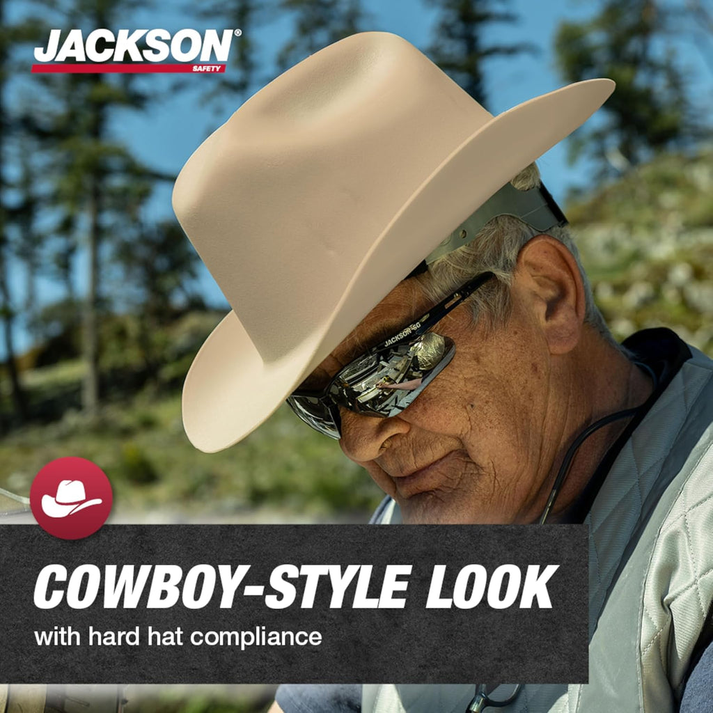 Full Brim Cowboy Hard Hat, ANSI Z89.1 Type 1 & OSHA | Cowboy-style Safety Helmet with Extra-Wide Sun Shade Brim &