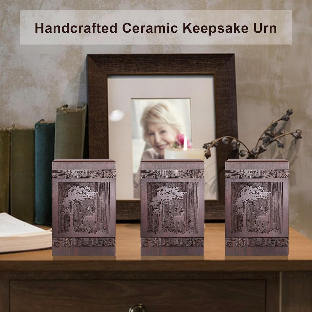 Small Keepsake Sharing Urn for Ashes Wooden Mini Urn 20 Cubic Inches