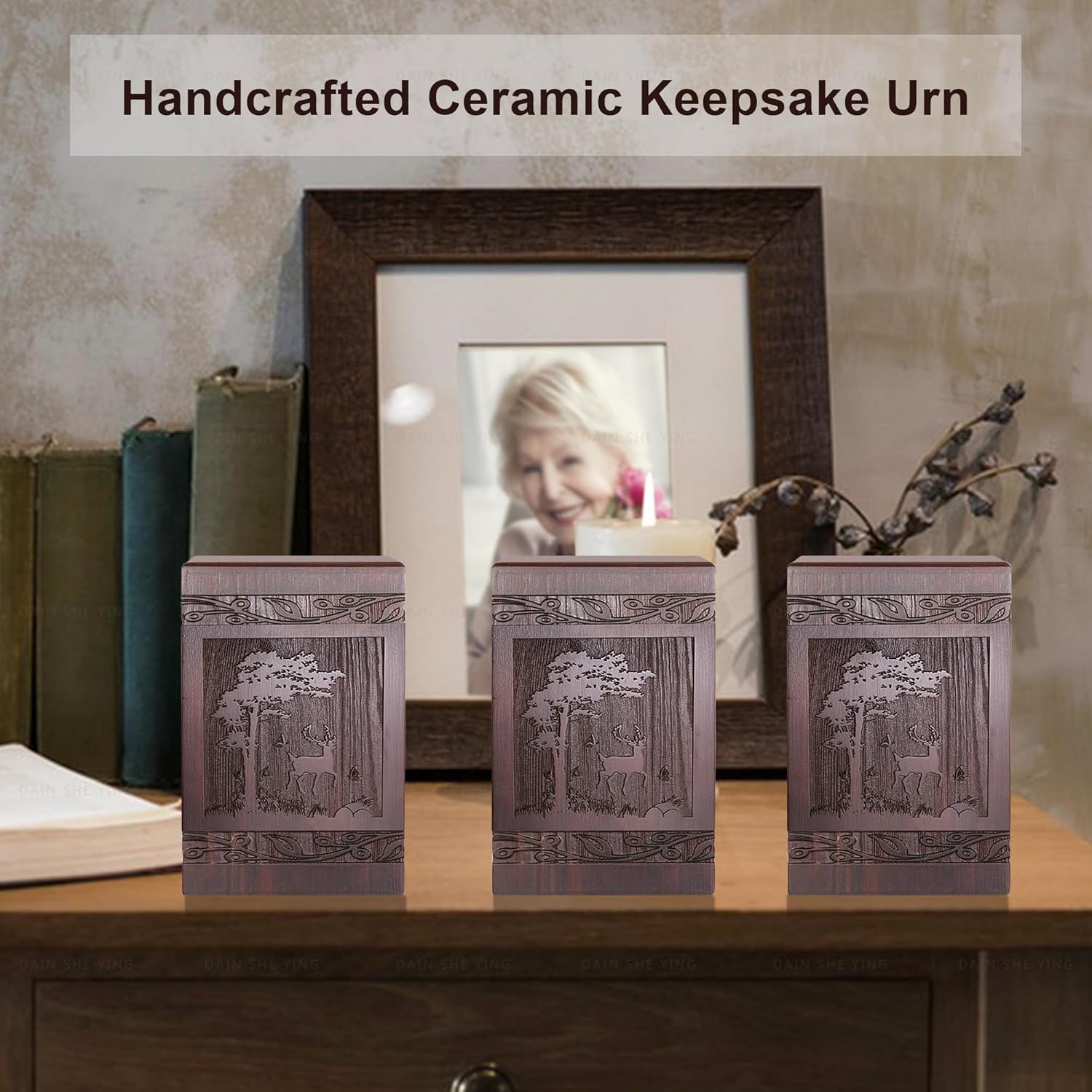 Small Keepsake Sharing Urn for Ashes Wooden Mini Urn 20 Cubic Inches