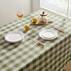 Gingham Rectangle Tablecloth with Tassel, Sage Green, 55" x 84"