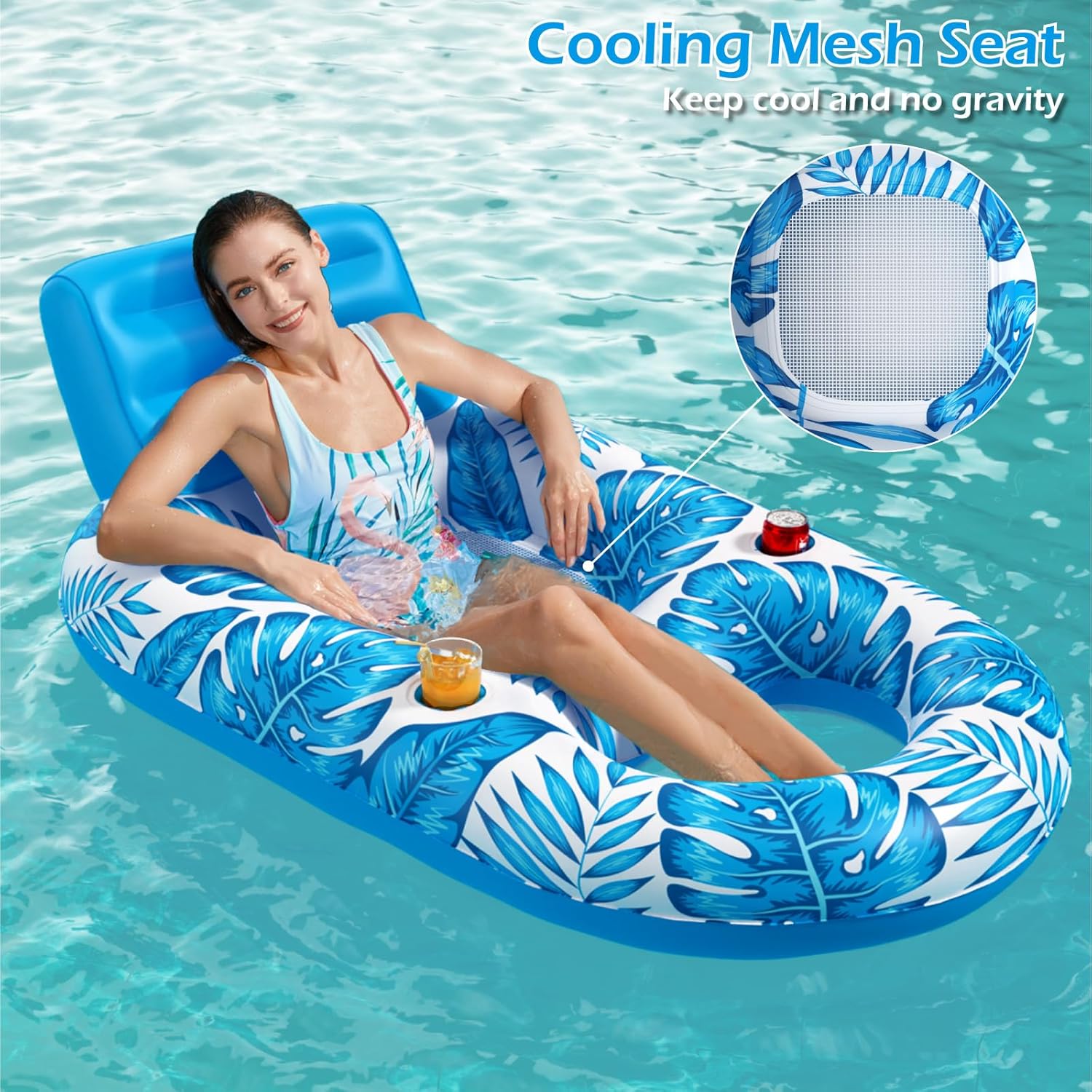 Inflatable Pool Float Adult - Pool Floaties Lounger Floats Raft Floating Chair Water Floaties for Swimming Pool Lake