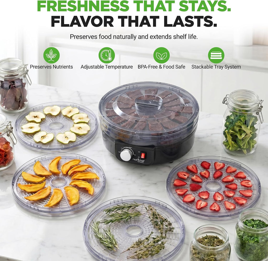 Food Dehydrator Machine - Professional Electric Multi-Tier Food Preserver, Meat or Beef Jerky Maker, Fruit &
