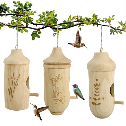 Small 4.9'' Hummingbird House for Outdoor Hanging & String,3 Pack