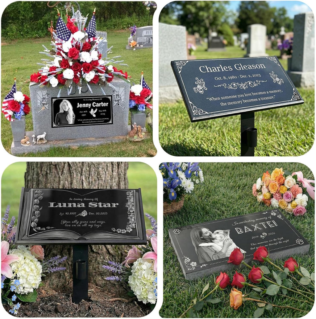 Humans Headstones Grave Markers for Cemetery Memorial 12x6 In Personalized