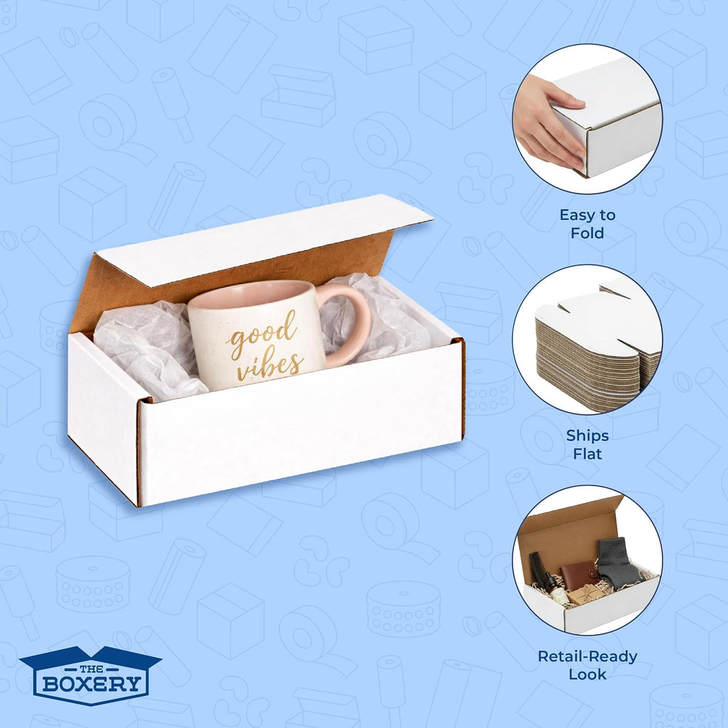 Corrugated Mailers White Tuck Shipping Boxes (6x4x2)