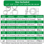 Aienxn 1000PCS Spring Lock Washers Assortment, 304 SS 9 SAE Sizes #4-1/2"