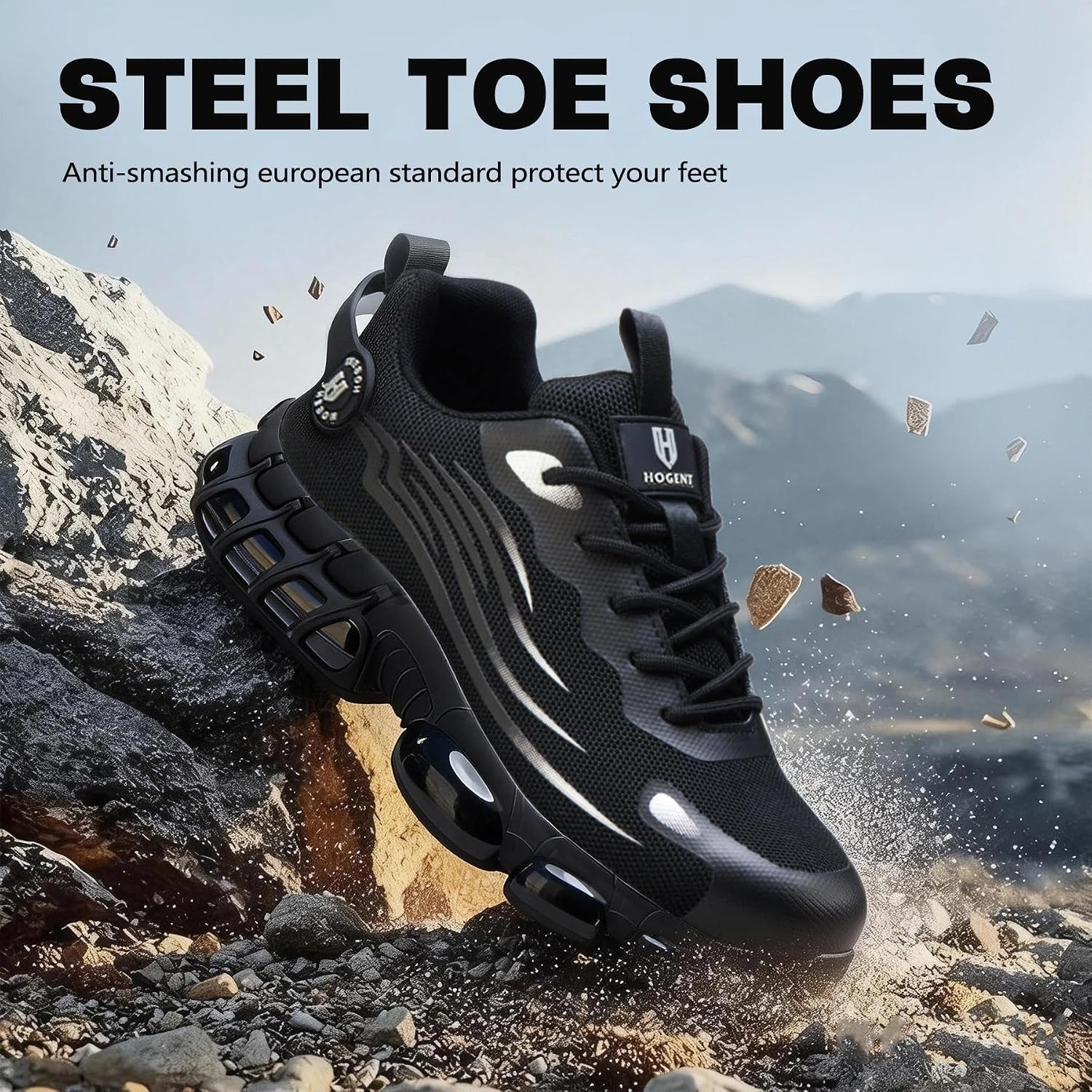 Steel Toe Shoes for Men, Cushioned Safety Work Sneakers | Steel toe, anti-puncture Kevlar midsole, wear-resistant
