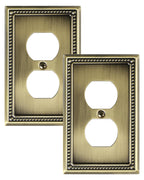 TREEWELL 2-Pack Duplex Switch Plates and Outlet Covers, Antique Brass