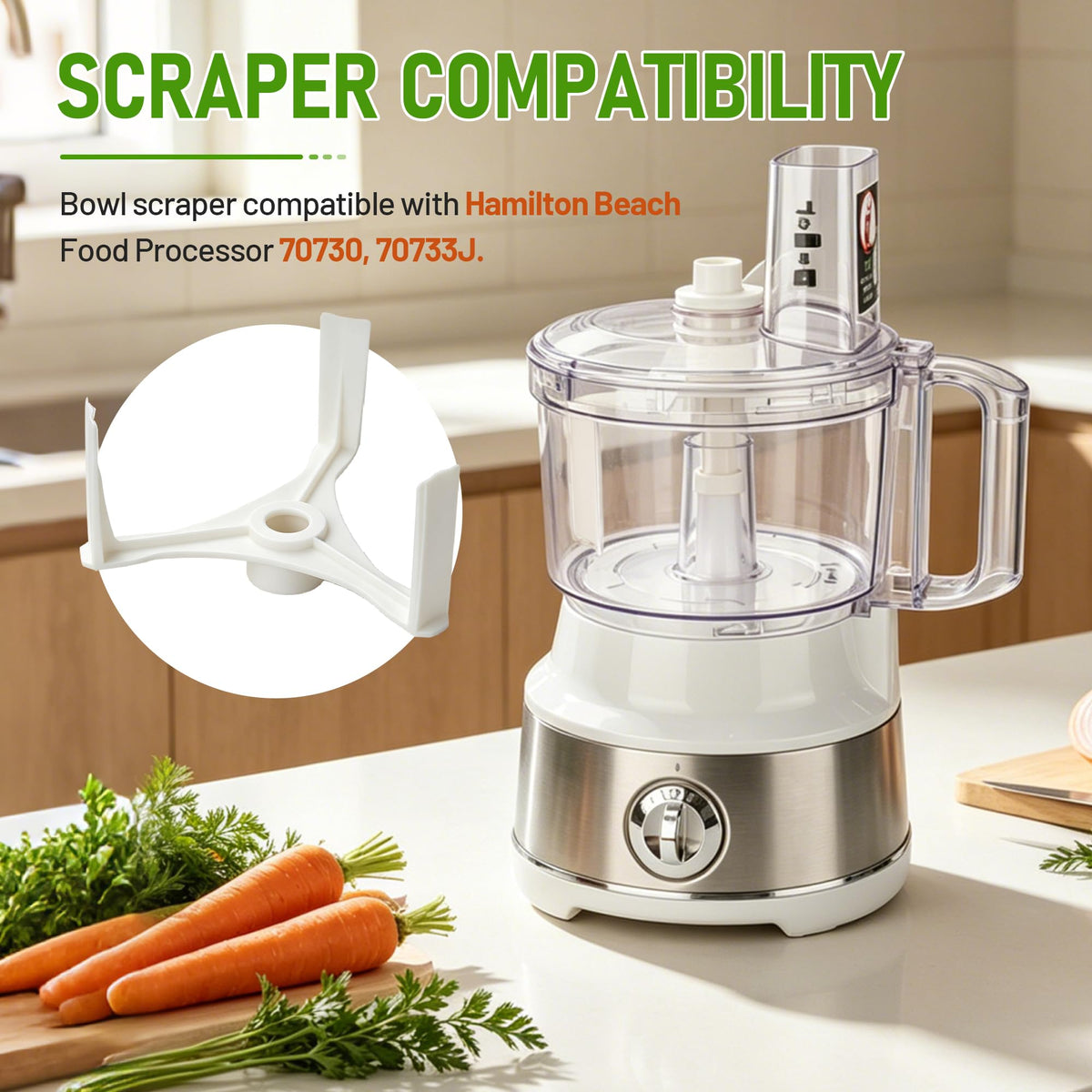 Bowl Scraper 70730 Fits for Hamilton Beach Food Processor Replacement Parts